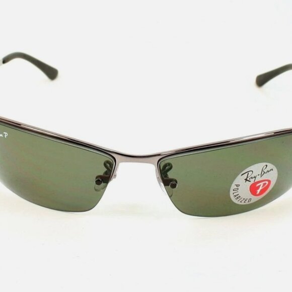 BRAND NEW Ray-Ban RB3183 Gunmetal Sunglasses with Green Polarized Gradient Lens - Picture 2 of 4